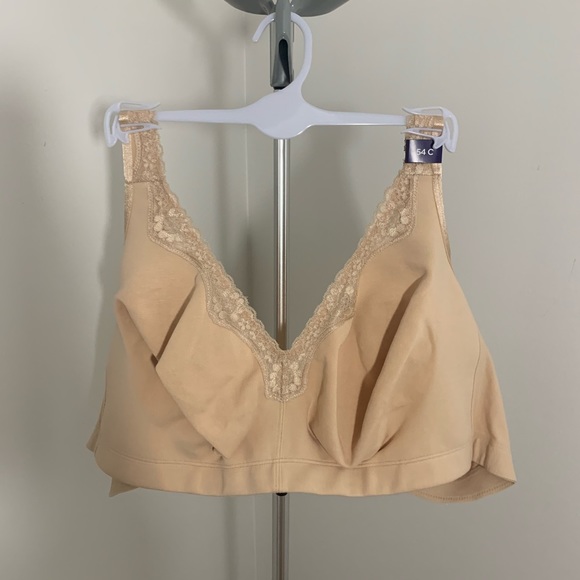 New Plus Size No Wire Cotton Comfort Lace Bra Nude - Picture 10 of 16